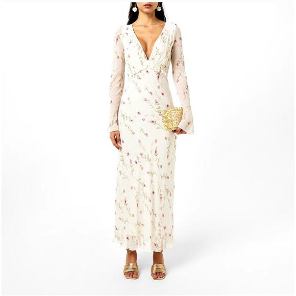 Love Shack Fancy Cream Azalea Floral Dalila Maxi Dress US 2 - Picture 1 of 13